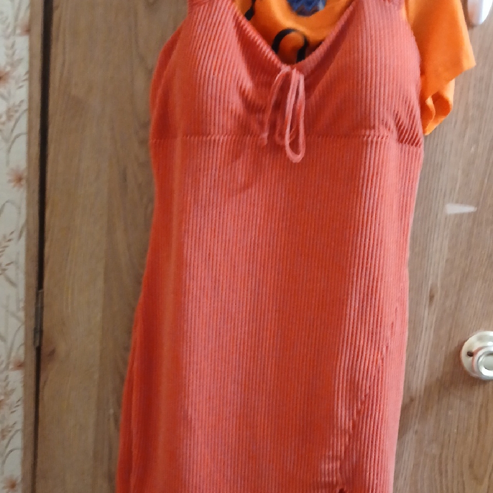 Orange Sleeveless Halter Mini Sundress